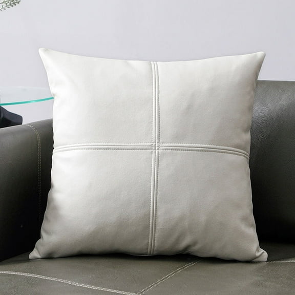 XmhyTop-A White Decorative Throw Pillows 45*45cm Faux Leather Tech Fabric Cushions, Set of 2