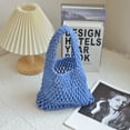 thumbnail image 1 of XmhyTop-A Women's Woven Shoulder Bag Woven Tote Bag and Cosmetic Bag,Summer Beach Weaving Chic Woven Tote Handbags Shoulder Bags 7.87*2.36*7.48inch（Blue）, 1 of 2
