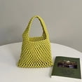 thumbnail image 1 of XmhyTop-A Women's Woven Shoulder Bag Woven Tote Bag and Cosmetic Bag,Summer Beach Weaving Chic Woven Tote Handbags Shoulder Bags 7.87*2.36*7.48inch（Yellow）, 1 of 2