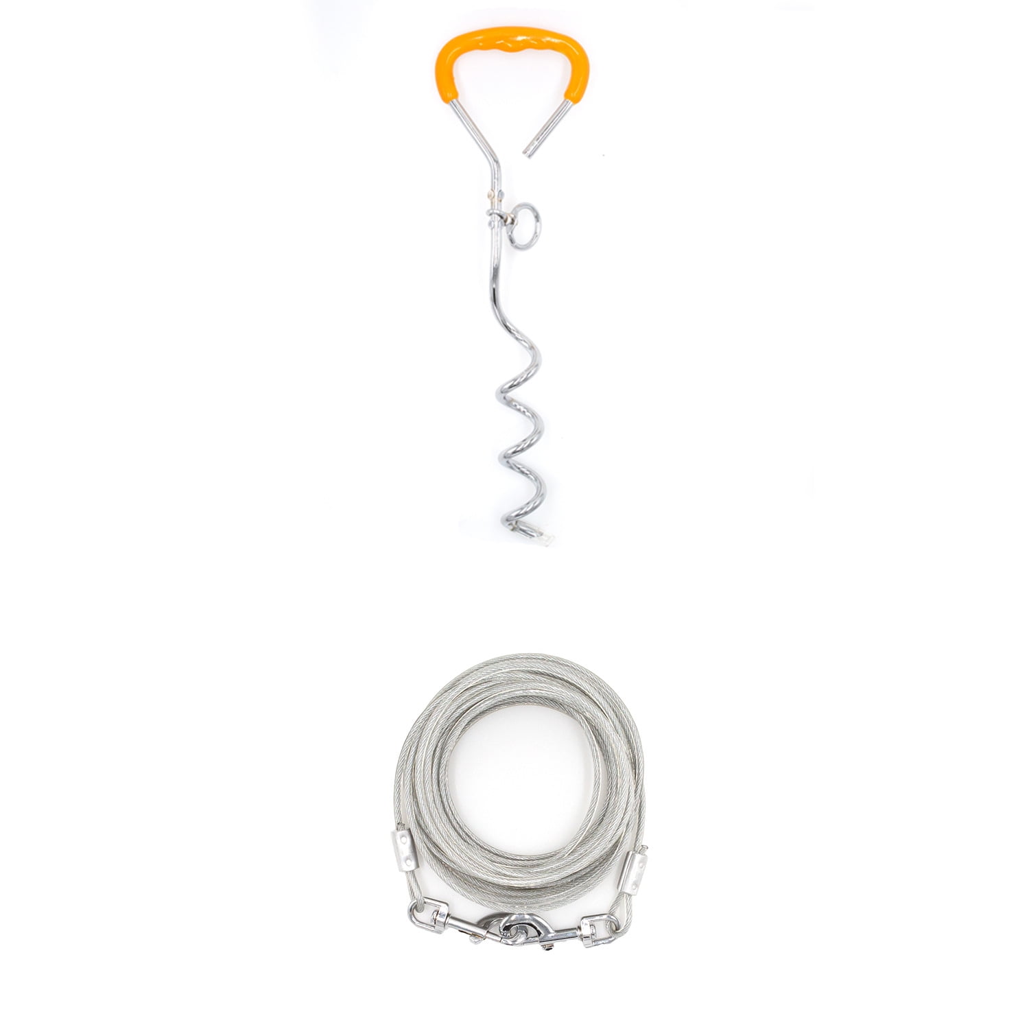 XmhyTop A Dog Leash And Wooden Stake Set With Yellow Handle Suitable Xmhytop a dog leash and wooden stake set with yellow handle suitable