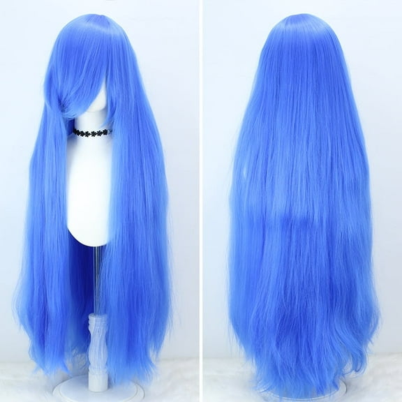XmhyTop Anime Fashion Women's Long Straight Wig, 39 Inches Length, Perfect for Anime Character Cosplay & Daily Styling, Blue