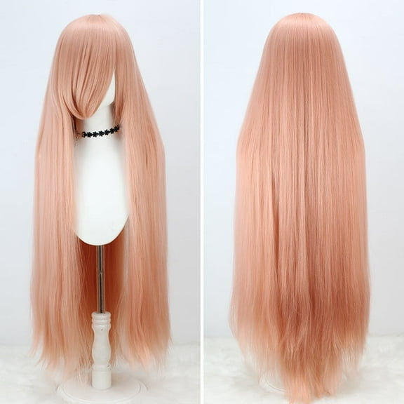 XmhyTop Anime Fashion Women's Long Straight Wig, 39 Inches Length, Perfect for Anime Character Cosplay & Daily Styling, Pink