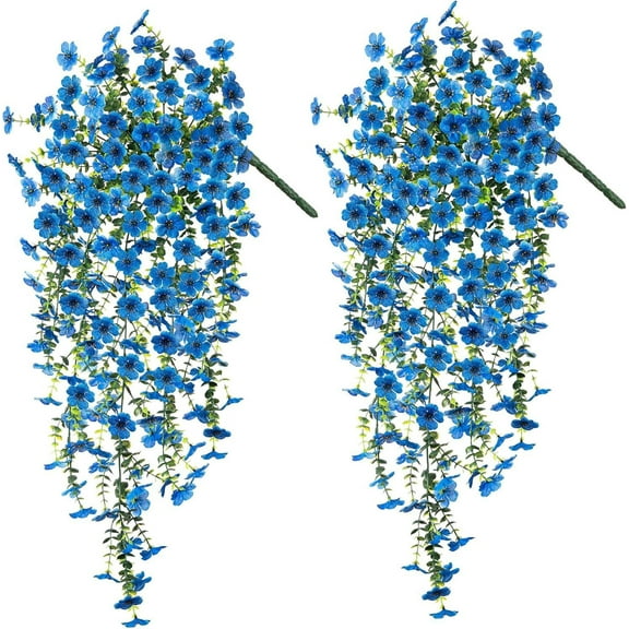 XmhyTop Artificial Blue Violet - 2 Pcs Silk Flowers with Plastic Stems, 27.55*27.55 Inch, Lifelike Artificial Outdoor Flower, Perfect for Garden, Patio, Yard Decor, Durable and No Fading