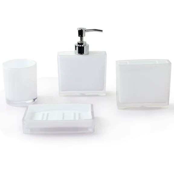 XmhyTop Bathroom Accessories Set 4 Pcs PP Bath Ensemble Kit -White