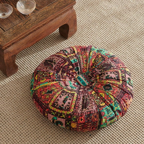 XmhyTop Bohemian Mandala Round Chair Cushion, Boho Decorative Plush Seat Pad with Throw Pillow Style, Soft Comfy for Living Room, Office & Reading Nooks (Red,16")
