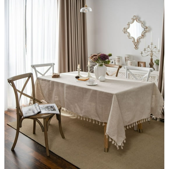 XmhyTop Chic & Eco-Friendly Hemp Rope Tassel Polyester Linen Dining Table Cloth - Perfect Tea Table Cloth and Stylish Fabric Rectangular Tablecloth for Every Occasion (hemp rope tassel, 60 * 60cm)