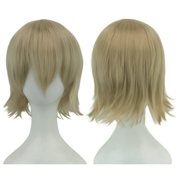 XmhyTop Cosplay Unisex Short Straight Wig, Loose Fluffy Full Hairpiece for Women & Men, Ideal for Anime Parties & Costume Events, Dark Blonde