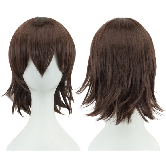 XmhyTop Cosplay Unisex Short Straight Wig, Loose Fluffy Full Hairpiece for Women & Men, Ideal for Anime Parties & Costume Events, Dark Brown