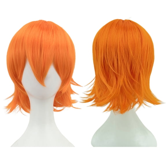 XmhyTop Cosplay Unisex Short Straight Wig, Loose Fluffy Full Hairpiece for Women & Men, Ideal for Anime Parties & Costume Events, Light Orange