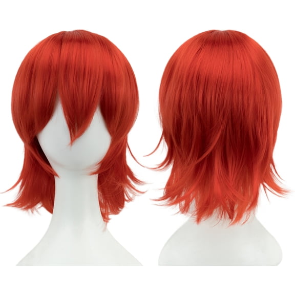 XmhyTop Cosplay Unisex Short Straight Wig, Loose Fluffy Full Hairpiece for Women & Men, Ideal for Anime Parties & Costume Events, Red