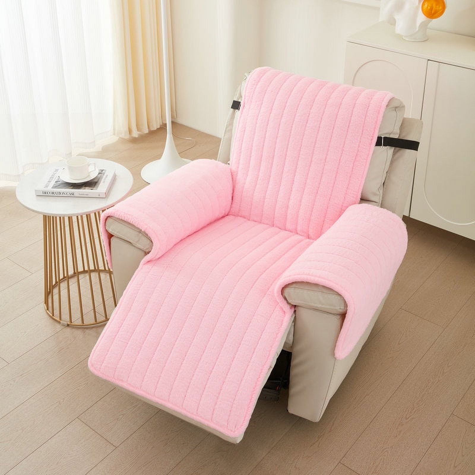 XmhyTop Couch Cover Solid Color Plush Sofa cushion Easy - Fit Washable Reclining Chair Cover for Living Room Sofa - Ideal Furniture Protector (21.65*78.74inch,Pink)