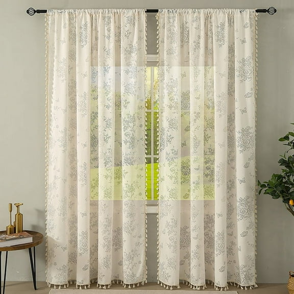 XmhyTop Curtains Sheer - Texture Sheer Window Covering, Light & Airy Privacy Sheer Panels for Bedroom Living Room Patio Glass Door2pcs78.74*55.12inA12