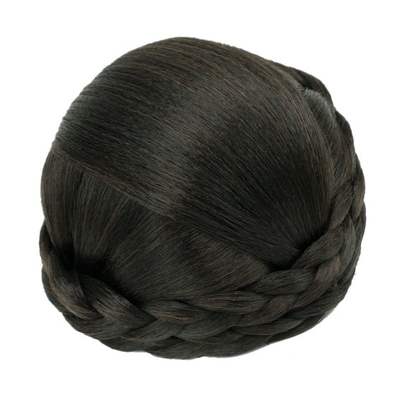 XmhyTop Elegant Braided Hair Piece for Women, Synthetic Chignon Bun & Straight Updo Braided Scrunchie, Black Brown