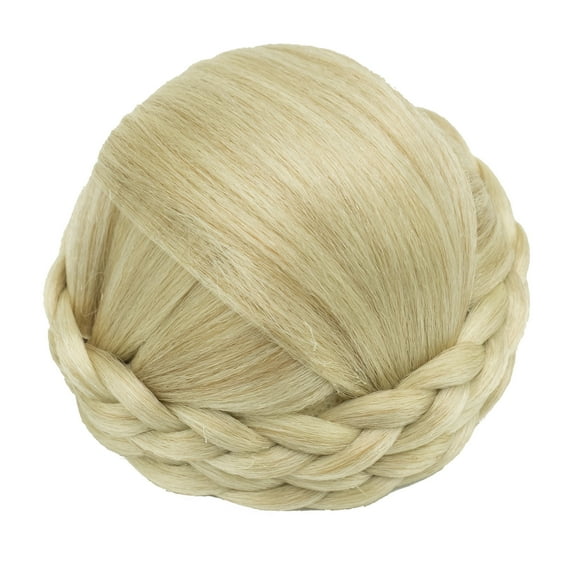 XmhyTop Elegant Braided Hair Piece for Women, Synthetic Chignon Bun & Straight Updo Braided Scrunchie, Light Blonde