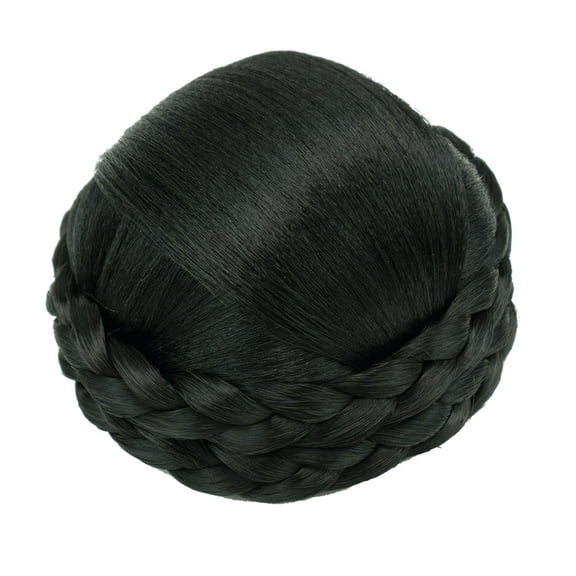 XmhyTop Elegant Braided Hair Piece for Women, Synthetic Chignon Bun & Straight Updo Braided Scrunchie, Natural Black
