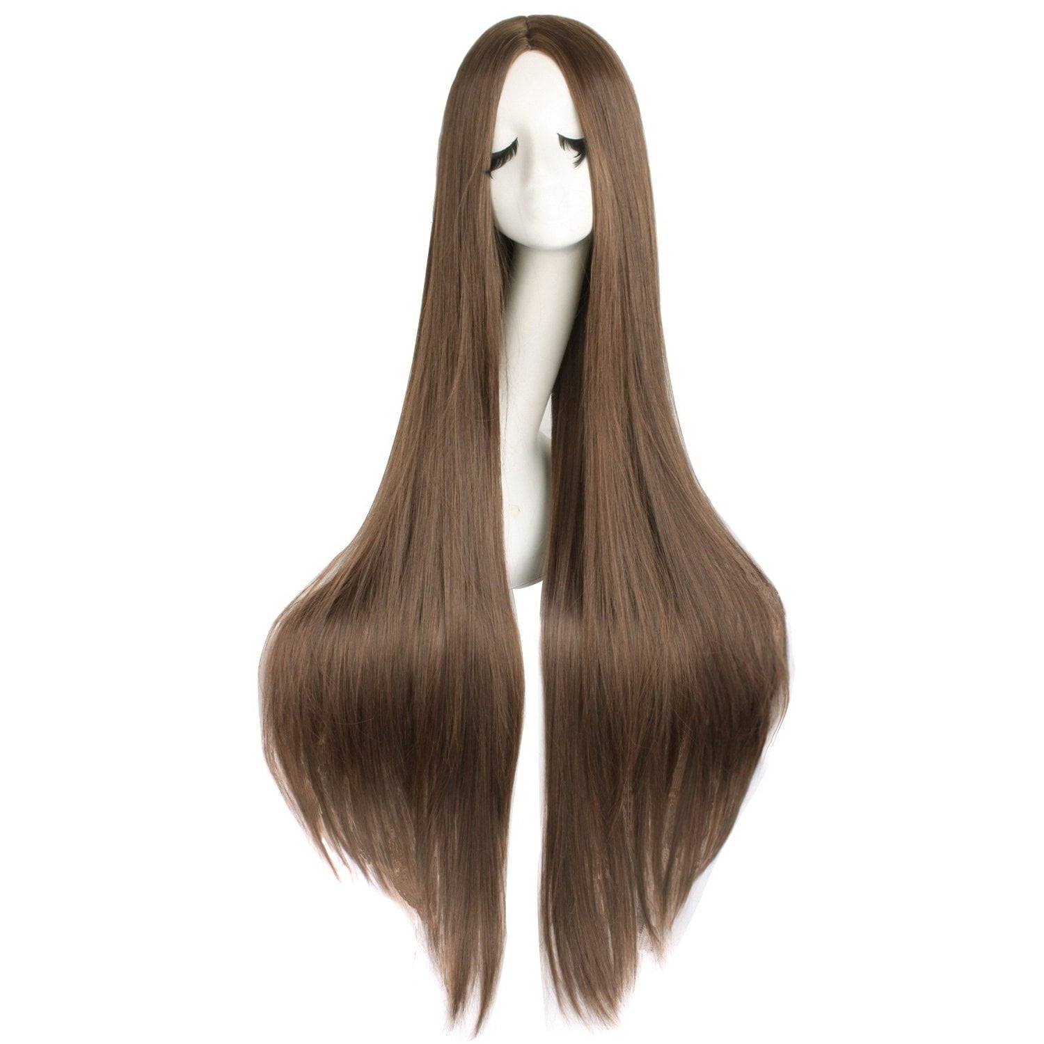 XmhyTop Extra Long 100CM Straight Wig, Middle Part, No Bangs Rose ...