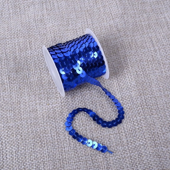 XmhyTop Flat Sequin Strip 6mm 5yards Flat Sequins Trim String Sequins Ribbon Metallic Shiny Trim Sewing String for Mermaid Crafts Embellishments Halloween Costume - 10pcs,Dark Blue