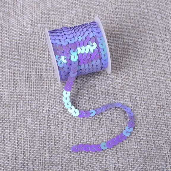 XmhyTop Flat Sequin Strip 6mm 5yards Flat Sequins Trim String Sequins Ribbon Metallic Shiny Trim Sewing String for Mermaid Crafts Embellishments Halloween Costume - 10pcs,Purple AB