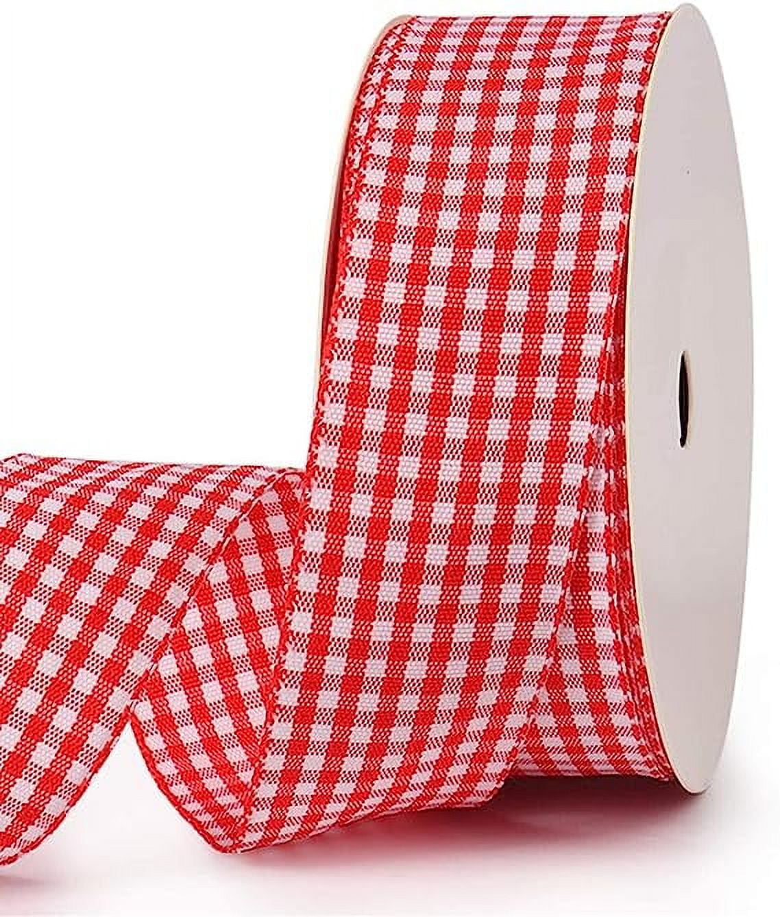 XmhyTop Gingham Ribbon Checkered Ribbon 1-Inch Wide Taffeta Plaid ...