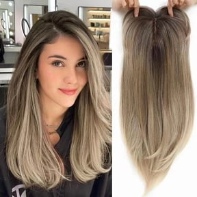 XmhyTop Hair Toppers for Women with Curly hair,22 Inch Long Layered Topper,Synthetic Wiglets Pieces For Women for Daily Use, Light Brown Gray