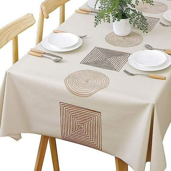 XmhyTop Heavy Duty Vinyl Table Cloth for Kitchen Dining Table Wipeable PVC Tablecloth for Rectangle Table(54"x84",Geometry)
