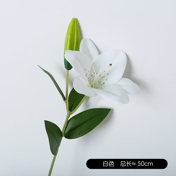 XmhyTop Lifelike Simulated Lily Flower - White-3 Pcs, 50cm/19.69inch Stems - Durable Plastic Blooms for Home, Wedding & Outdoor Decor
