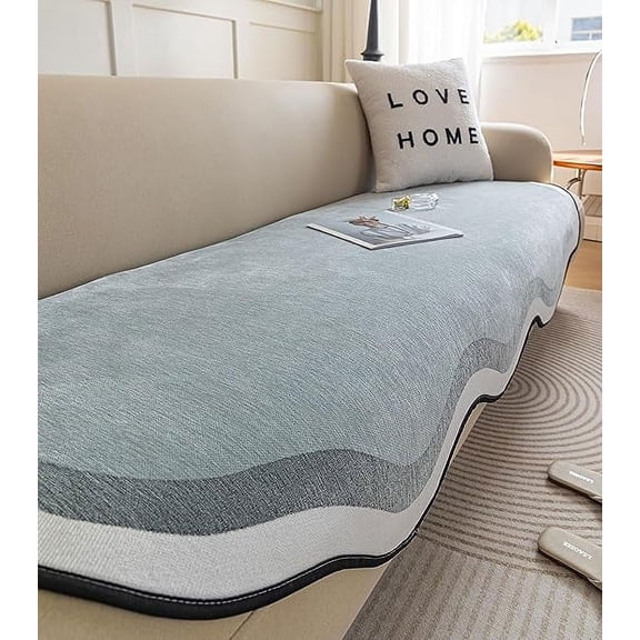 XmhyTop Luxury Ombre Sofa Couch Cover Chenille Non-Slip Area Rugs Super Soft Plush Sofa Slipcover Furniture Protector Carpets for Living Room Bedroom (Grey Blue,28"x28")