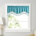 thumbnail image 1 of XmhyTop Luxury Velvet Soft Curtain Valances for Living Room Bathroom Cafe Laundry Basement Rod Pocket Tassels Scalloped Short Window Valance Curtains ,Lake Blue,52"x18", 1 of 5