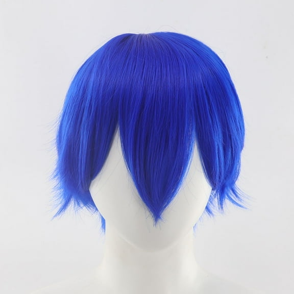 XmhyTop Mens Short Straight Side Bangs Wig, Ideal for Cosplay Costumes & Themed Costume Looks, Blue