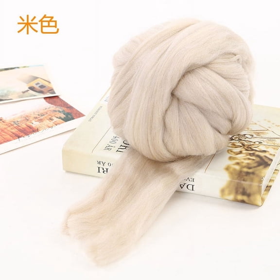 XmhyTop Merino Wool Roving 2.2 lb for Spinning | Soft Chunky Jumbo Yarn for Arm Knitting Blanket Felting Core, Carded StuffingBeige