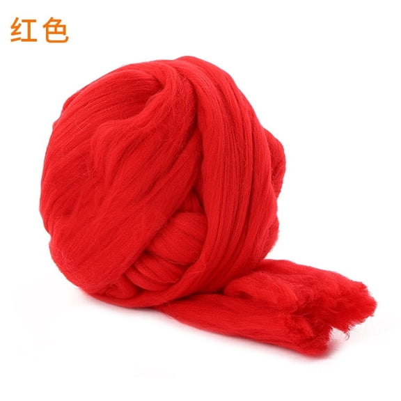 XmhyTop Merino Wool Roving 2.2 lb for Spinning | Soft Chunky Jumbo Yarn for Arm Knitting Blanket Felting Core, Carded StuffingRed