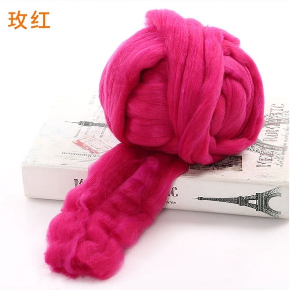 XmhyTop Merino Wool Roving 2.2 lb for Spinning | Soft Chunky Jumbo Yarn for Arm Knitting Blanket Felting Core, Carded StuffingRose