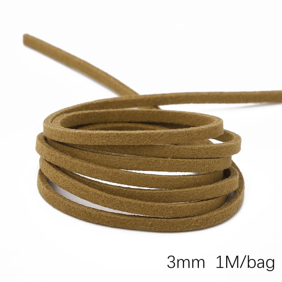 XmhyTop Multi-Purpose Leather Lacing Strip Cord, 3 Pack 1.1Yard 3mm Wear-Resistant Leather String, Versatile Braiding Supplies for Bracelet, Necklace, Handbag and DIY Projects, Dark Khaki