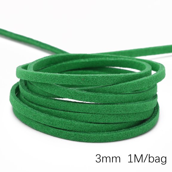XmhyTop Multi-Purpose Leather Lacing Strip Cord, 3 Pack 1.1Yard 3mm Wear-Resistant Leather String, Versatile Braiding Supplies for Bracelet, Necklace, Handbag and DIY Projects, Green