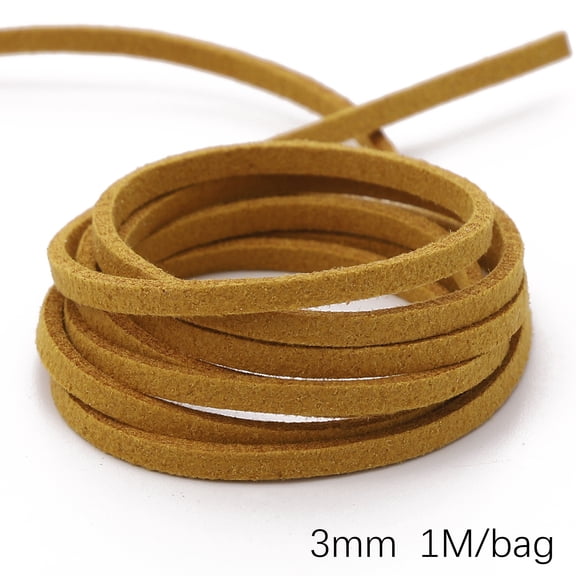 XmhyTop Multi-Purpose Leather Lacing Strip Cord, 3 Pack 1.1Yard 3mm Wear-Resistant Leather String, Versatile Braiding Supplies for Bracelet, Necklace, Handbag and DIY Projects, Brown Yellow