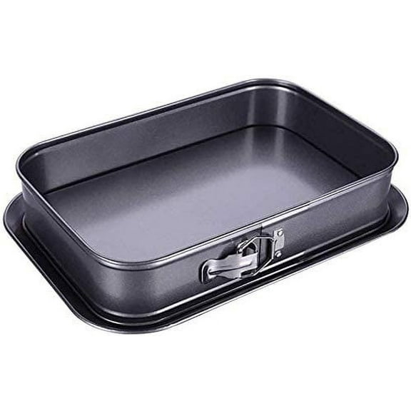 XmhyTop Non-Stick Cheesecake Pan, Spring form Pan, Rectangle Cake Pan with Removable Bottom Leakproof and Quick Release Latch Bakeware 14 inches 9.3 inches 3 inches Black ,14 x 9.3 x 3 inches Black