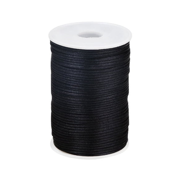 XmhyTop Nylon Satin Cord Beading Braided Thread String for Chinese Knotting Rattail Macrame Bracelets Necklaces Jewelry Making-2.5mmBlack