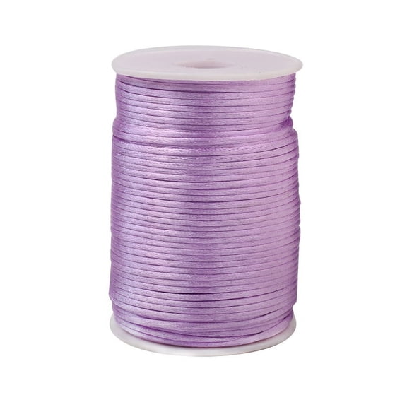XmhyTop Nylon Satin Cord Beading Braided Thread String for Chinese Knotting Rattail Macrame Bracelets Necklaces Jewelry Making-2.5mmLight Purple