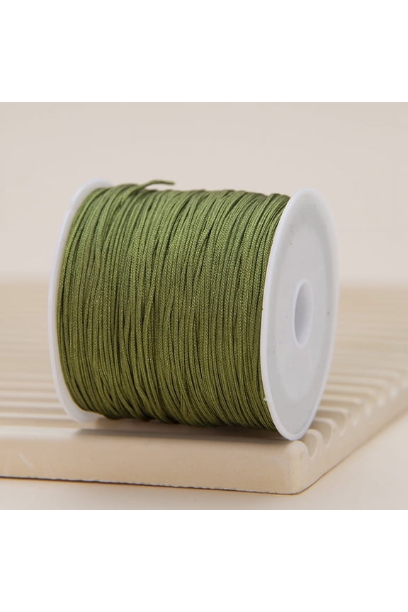 Nylon Thread Bracelet Cord, Satin Rattail Silk Cord Silky Beading String, Braided Bracelets, Pendants Necklace, Keychains Lanyards, Jewelry Making-Army Green
