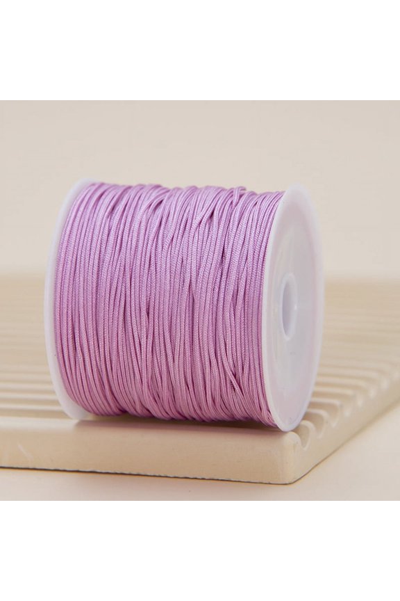 Nylon Thread Bracelet Cord, Satin Rattail Silk Cord Silky Beading String, Braided Bracelets, Pendants Necklace, Keychains Lanyards, Jewelry Making-Light Pink Purple