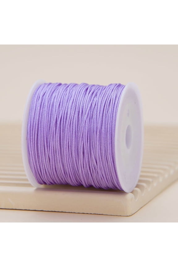 Nylon Thread Bracelet Cord, Satin Rattail Silk Cord Silky Beading String, Braided Bracelets, Pendants Necklace, Keychains Lanyards, Jewelry Making-Light Purple
