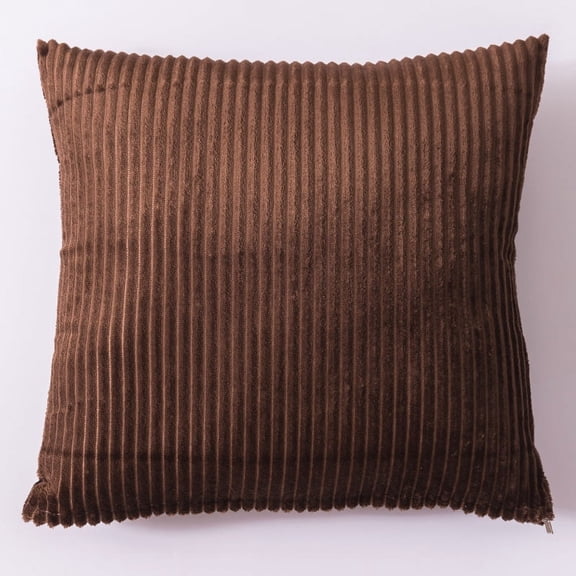 XmhyTop Set of 2 16x16in Dark Brown Corduroy Throw Pillows, Soft Square Modern Striped Cushions for Living Room, Sofa, Bedroom, Car & Office Decor