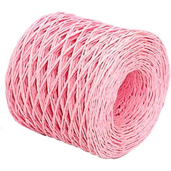 XmhyTop Pink Crochet Summer Sun Hat Yarn Natural Raffia Yarn Beach Bag Yarn Gift Wrapping Handmade Bag Yarn Raffia Straw Rope DIY Crafts Supplies 218 Yards