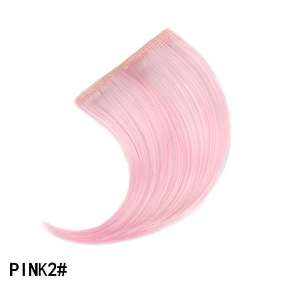 XmhyTop Seamless Clip-In Colorful Fringe Bangs Hairpiece - Easy-To-Wear Hair Extensions, Light Pink