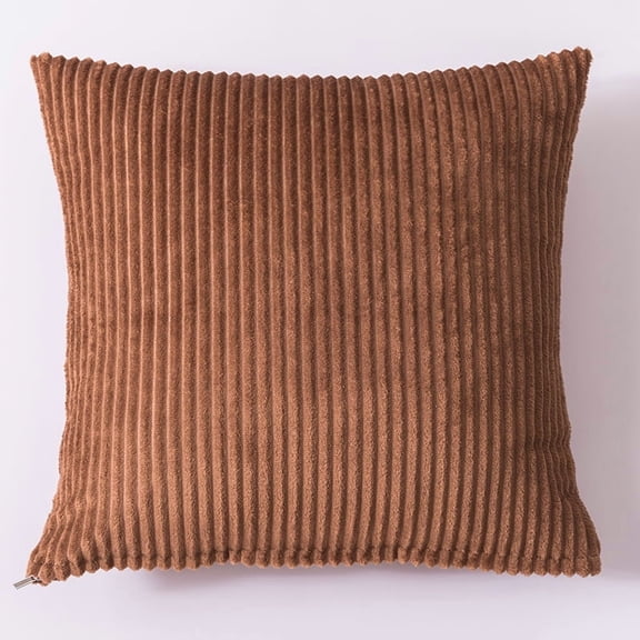XmhyTop Set of 1 16x16in Khaki Corduroy Throw Pillows, Soft Square Modern Striped Cushions for Living Room, Sofa, Bedroom, Car & Office Decor
