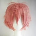 thumbnail image 1 of XmhyTop Short Cosplay Wig, 100% Synthetic Hair for Party & Costume Events, Dark Pink, 1 of 1