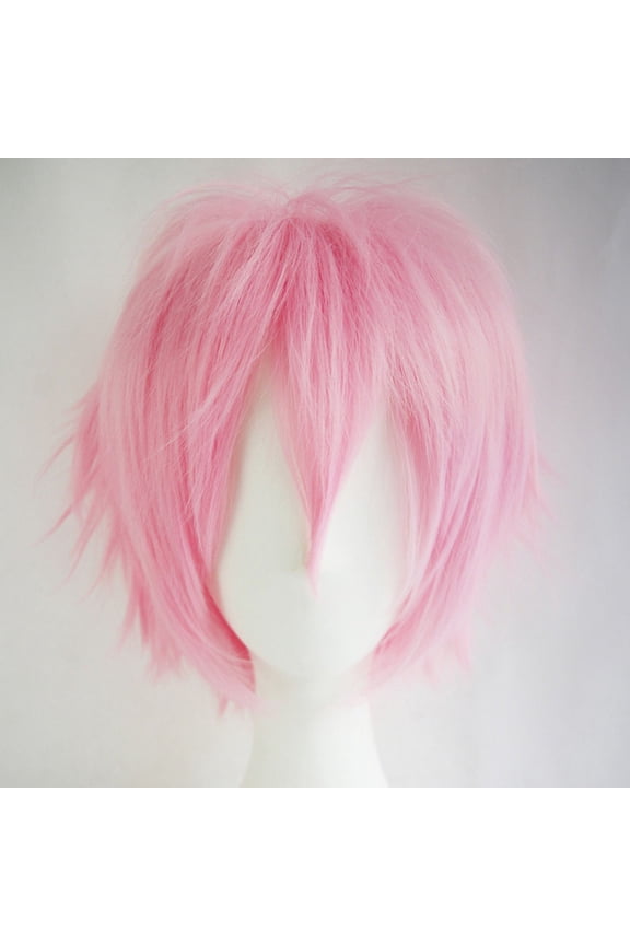 Short Cosplay Wig, 100% Synthetic Hair for Party & Costume Events, Pink