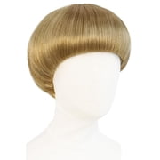 XmhyTop Short Grey Bob Wig with Bangs, 60s 70s Mushroom Bowl Cut for Men & Women, Cosplay/Party/Anime Costume Wig + Hair Cap, Blonde