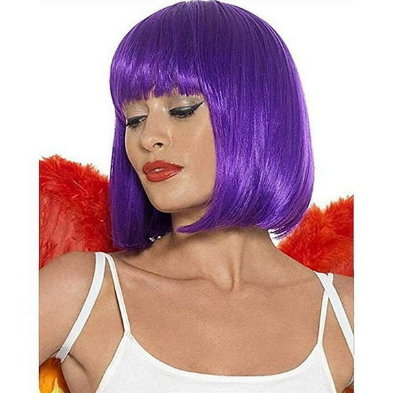 XmhyTop Shoulder-Length Straight Bob Wigs with Air Bangs, Honey Brown Natural-Looking Style , Premium Heat-Resistant Fiber, Women's Fashion Wigs,Dark Purple