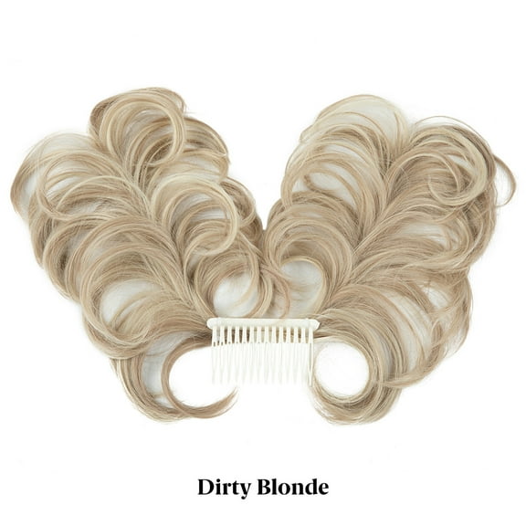 XmhyTop Side Comb Clip-In Chignon Hairpiece for Women, Natural-Looking Straight Texture, Adjustable for Versatile Styling & Easy Instant Updo ，Dirty Blonde
